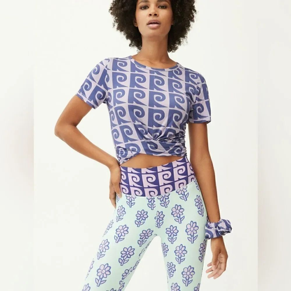 RHODE Coco Front Twist Crop Tee | Cobalt Monogram NWT